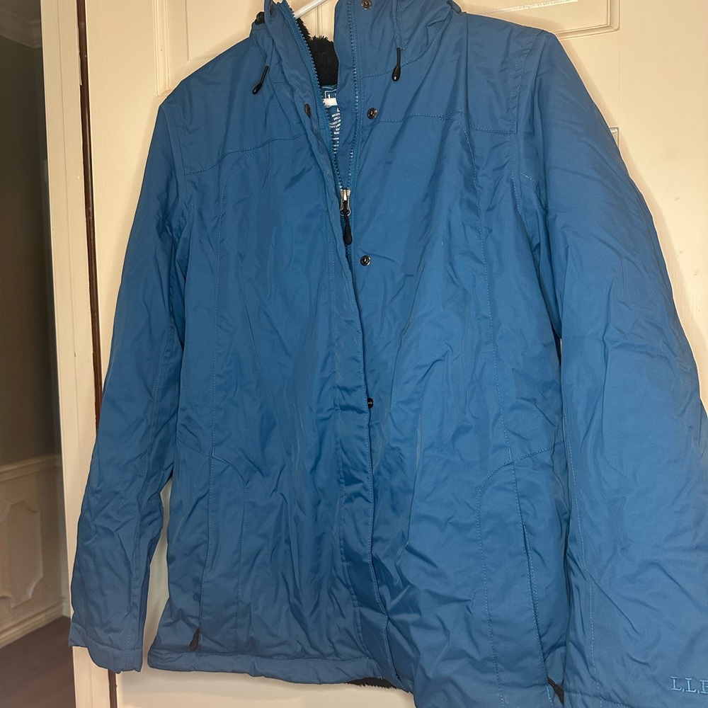 EUC LL Bean misses parka size Large teal